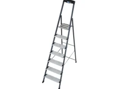 Hot Krause Stehleiter Securo 7 Stufen Eloxiert 210 cm x 53 cm x 128 cm