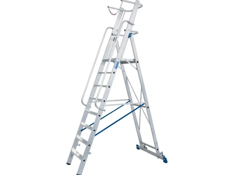 Outlet Krause Stehleiter Stabilo mit Großer Plattform und Sicherheitskette 8 Stufen