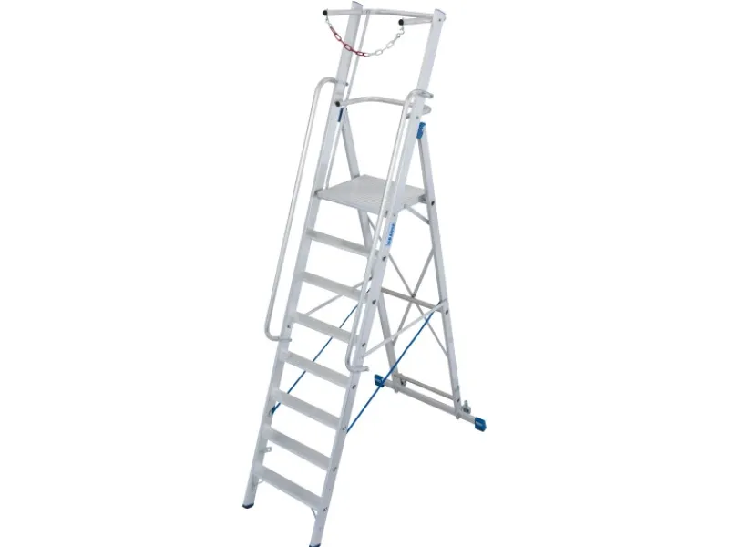 Outlet Krause Stehleiter Stabilo mit Großer Plattform und Sicherheitskette 8 Stufen