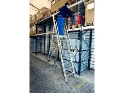 Outlet Krause Stehleiter Stabilo mit Großer Plattform und Sicherheitskette 8 Stufen
