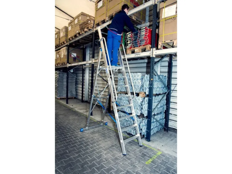Outlet Krause Stehleiter Stabilo mit Großer Plattform und Sicherheitskette 8 Stufen