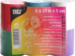 New Krepp-Bänder 10 m x 5 cm farbig sortiert wasserfest