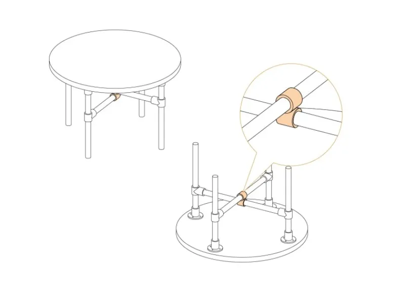 Sale Kreuzstück Vorgesetzt 90° für Stahlrohr Ø 2,7 cm Silber verzinkt