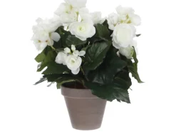Sale Mica Decorations Kunstblume Begonia Weiß Topf-Ø 11,5 cm H 30 cm, Ø: 25 cm