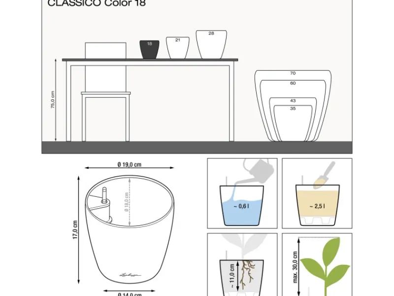 Lechuza ® Pflanzgefäß Classico Color 18 Ø 18 cm