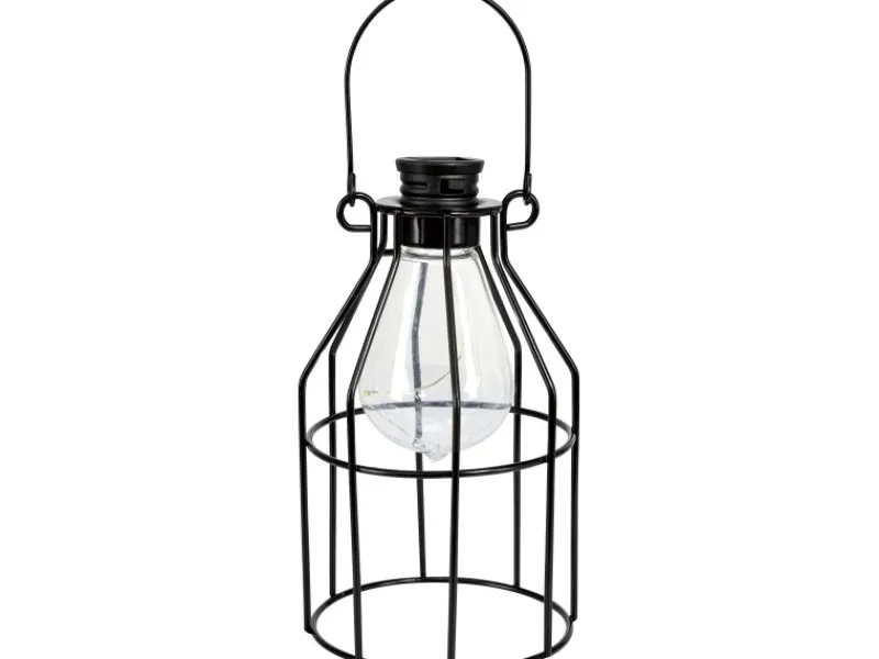 LED Solar-Laterne Metall 10 cm x 10 cm x 17 cm Schwarz