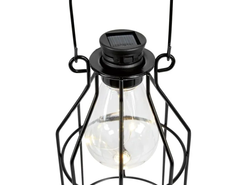 LED Solar-Laterne Metall 10 cm x 10 cm x 17 cm Schwarz