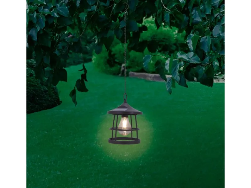 LED Solarpendelleuchte Melfi Schwarz Ø 15 cm x 20,5 cm