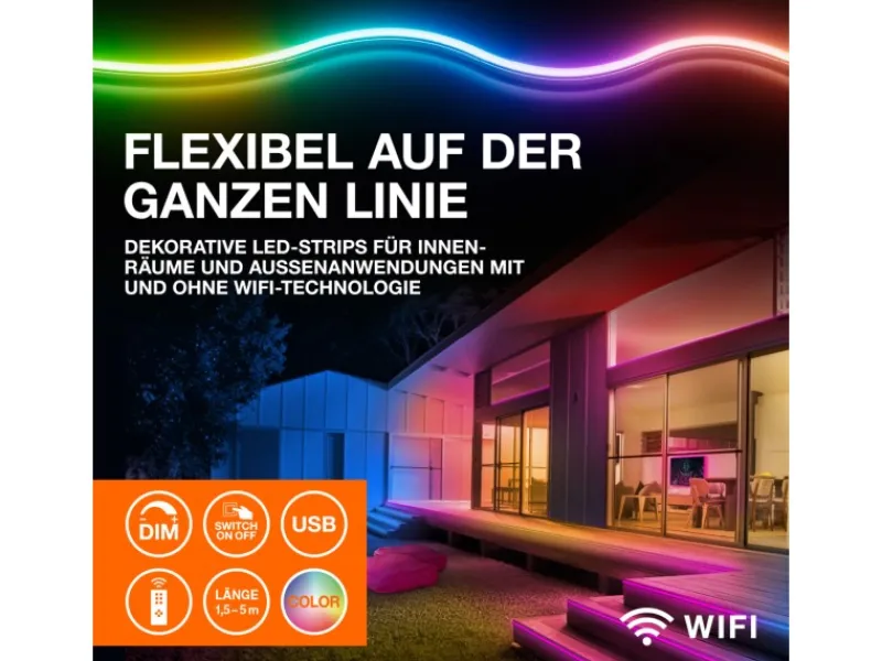 LEDVANCE LED-Streifen Neon Flex USB mit Fernbedienung 4 W RGB 210 cm