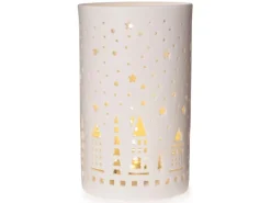 LED-Windlicht mit Sternen Ø 10,5 cm x 17,5 cm Weiß