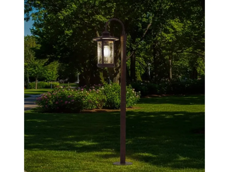 Lindby Außenleuchte Laterne Zayn 10036409 Retro Vintage Antik in Braun aus Aluminium 1-flammig E27