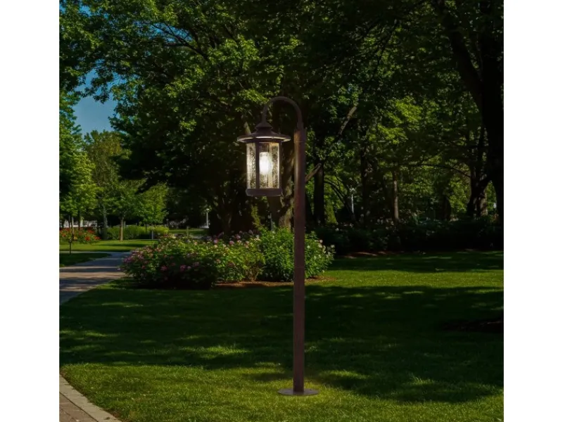 Lindby Außenleuchte Laterne Zayn 10036409 Retro Vintage Antik in Braun aus Aluminium 1-flammig E27