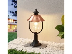 Outlet Lindby Außenleuchte Laterne Clint 9630100 Spritzwassergeschützt Retro Vintage Antik in Kupfer aus Aluminium 1-flammig E27