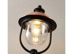 Outlet Lindby Außenleuchte Laterne Clint 9630100 Spritzwassergeschützt Retro Vintage Antik in Kupfer aus Aluminium 1-flammig E27