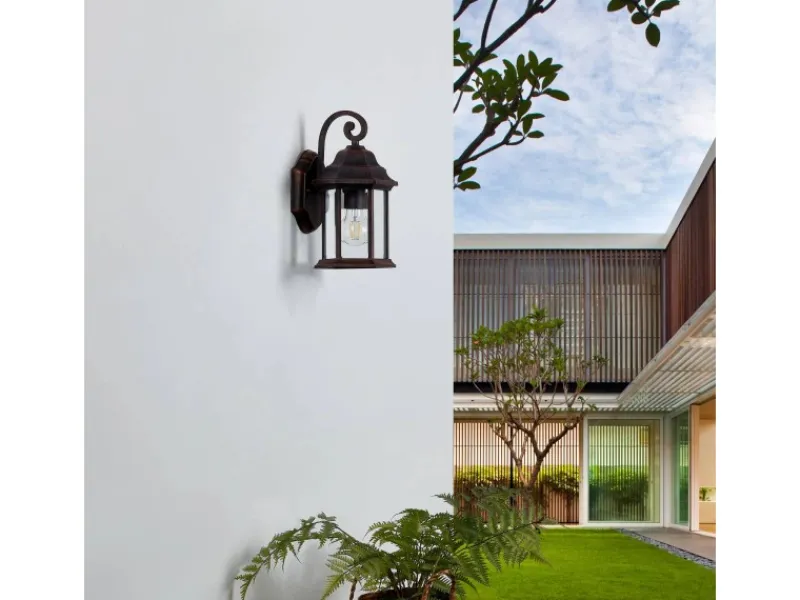 Online Lindby Laterne Daaje 10012817 Vintage Industriell in Braun aus Aluminium 1-flammig E27