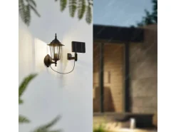 Lindby LED Solarleuchte Außen Laterne Sayata 10020118 Spritzwassergeschützt Modern in Schwarz aus Aluminium 1-flammig