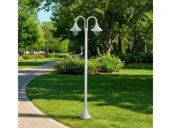 Outlet Lindby Mastleuchte Außen Laterne Madea 10034012 Spritzwassergeschützt Modern in Weiß aus Aluminium 2-flammig E27