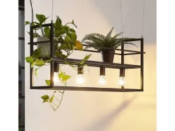 Lindby Pendelleuchte Grisela 9626896 Modern in Schwarz aus Metall 4-flammig E27 Wohnzimmerleuchte