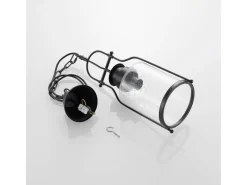 Lindby Pendelleuchte Laterne Rozalie 9624814 Retro Vintage Antik in Schwarz aus Metall 1-flammig E27 Flurleuchte