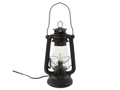 Online Lindby Tischlampe Laterne Raisa 9624812 Retro Vintage Antik in Braun aus Metall 1-flammig E14 Wohnzimmerleuchte