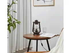 Online Lindby Tischlampe Laterne Raisa 9624812 Retro Vintage Antik in Braun aus Metall 1-flammig E14 Wohnzimmerleuchte