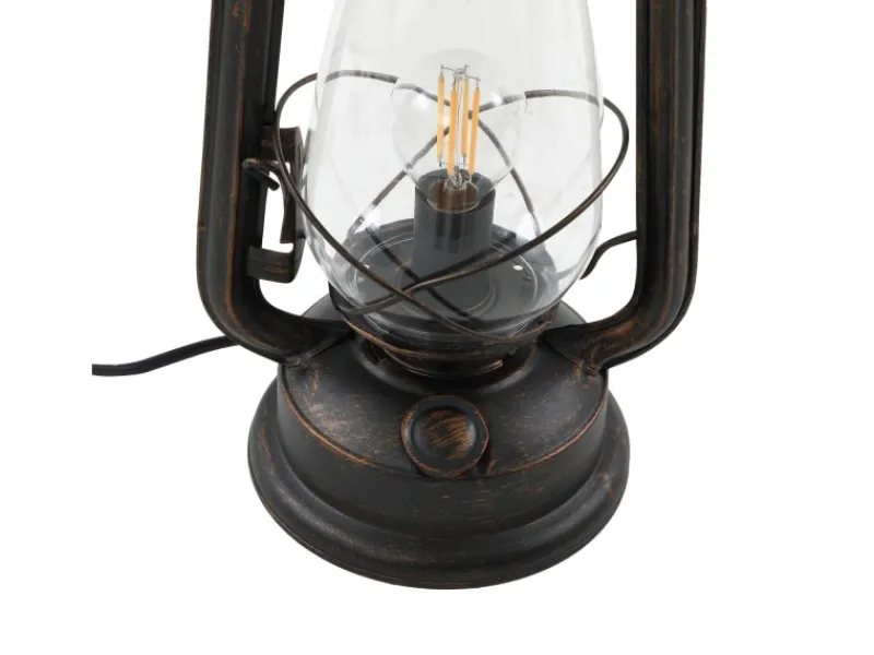 Online Lindby Tischlampe Laterne Raisa 9624812 Retro Vintage Antik in Braun aus Metall 1-flammig E14 Wohnzimmerleuchte