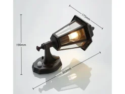 Lindby Wandleuchte Außen Laterne Noor 9630091 mit Bewegungsmelder Spritzwassergeschützt in Schwarz aus Aluminium 1-flammig E27