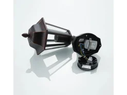 Lindby Wandleuchte Außen Laterne Noor 9630091 mit Bewegungsmelder Spritzwassergeschützt in Schwarz aus Aluminium 1-flammig E27