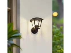 New Lindby Wandleuchte Außen Laterne Isidoro 10025889 Spritzwassergeschützt Modern in Schwarz 1-flammig E27