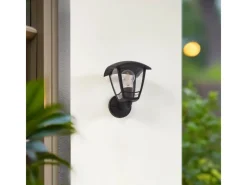 New Lindby Wandleuchte Außen Laterne Isidoro 10025889 Spritzwassergeschützt Modern in Schwarz 1-flammig E27