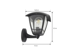 New Lindby Wandleuchte Außen Laterne Isidoro 10025889 Spritzwassergeschützt Modern in Schwarz 1-flammig E27