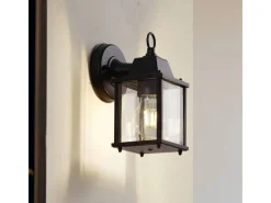 Lindby Wandleuchte Außen Laterne Rurik 10025848 Spritzwassergeschützt Landhaus Vintage Rustikal in Schwarz aus Aluminium 1-flammig E27