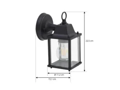 Lindby Wandleuchte Außen Laterne Rurik 10025848 Spritzwassergeschützt Landhaus Vintage Rustikal in Schwarz aus Aluminium 1-flammig E27