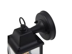 Lindby Wandleuchte Außen Laterne Rurik 10025848 Spritzwassergeschützt Landhaus Vintage Rustikal in Schwarz aus Aluminium 1-flammig E27