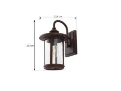 Lindby Wandleuchte Außen Laterne Zayn 10036407 Retro Vintage Antik in Braun aus Aluminium 1-flammig E27