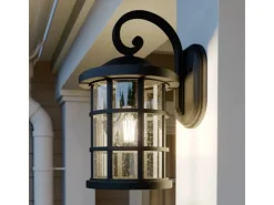 Lindby Wandleuchte Außen Laterne Ankea 9624761 Retro Vintage Antik in Schwarz 1-flammig E27