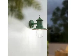 Sale Lindby Wandleuchte Außen Laterne Eloretta 10025907 Spritzwassergeschützt Landhaus Vintage Rustikal in Grün aus Metall 1-flammig E27