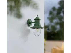 Sale Lindby Wandleuchte Außen Laterne Eloretta 10025907 Spritzwassergeschützt Landhaus Vintage Rustikal in Grün aus Metall 1-flammig E27