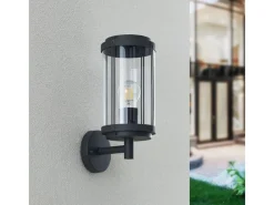 Online Lindby Wandleuchte Außen Laterne Ojali 9926007 Spritzwassergeschützt Modern in Schwarz aus Aluminium 1-flammig E27