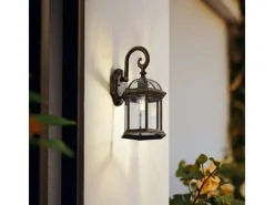 Hot Lindby Wandleuchte Außen Laterne Adelisa 10025849 Spritzwassergeschützt Landhaus Vintage Rustikal in Bronze aus Aluminium 1-flammig E27