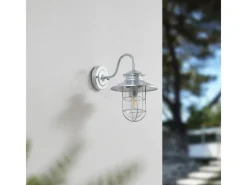 Lindby Wandleuchte Außen Laterne Naleta 10025904 Spritzwassergeschützt Vintage Industriell in Alu aus Metall 1-flammig E27