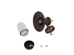 Lindby Wandleuchte Außen Laterne Eloretta 10025908 Spritzwassergeschützt Landhaus Vintage Rustikal in Braun aus Metall 1-flammig E27