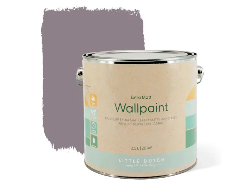 Little Dutch Wandfarbe Pure Mauve Malve Matt 2,5 l