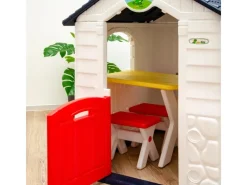LittleTom Garten-Kinderspielhaus mit Tisch und zwei Stühlen