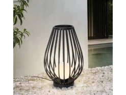 Lucande Laterne Marrin 10025952 Spritzwassergeschützt Modern in Schwarz aus Metall 1-flammig E27