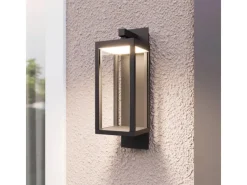 Lucande LED Wandleuchte Außen Laterne Ferdinand 9619149 Spritzwassergeschützt Modern in Alu aus Aluminium 1-flammig