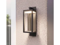 Lucande LED Wandleuchte Außen Laterne Ferdinand 9619149 Spritzwassergeschützt Modern in Alu aus Aluminium 1-flammig