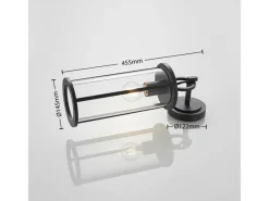 Outlet Lucande Wandleuchte Außen Laterne Emmeline 9616162 Spritzwassergeschützt Modern in Schwarz aus Aluminium 1-flammig E27