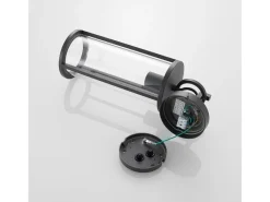 Outlet Lucande Wandleuchte Außen Laterne Emmeline 9616162 Spritzwassergeschützt Modern in Schwarz aus Aluminium 1-flammig E27