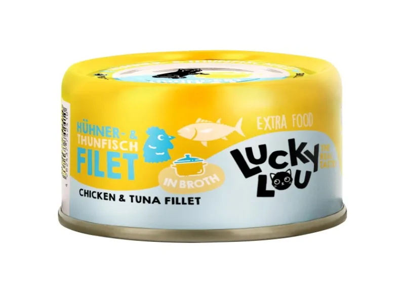 Clearance Lucky Lou Katzen-Nassfutter Hühner & Thunfisch in Broth